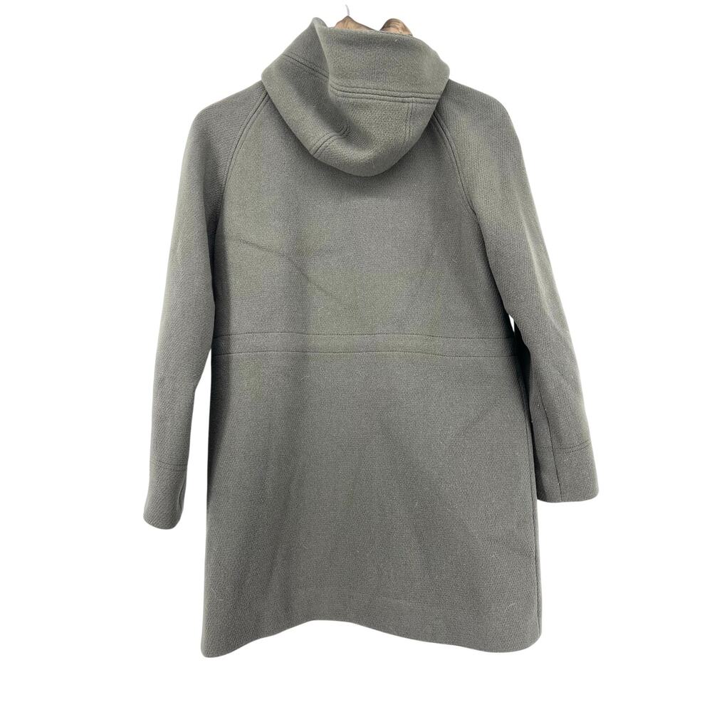 J. Crew Women’s 4P Stadium Cloth Nello Gori Green Wool Duffle Pea Coat‎ Hooded - Picture 5 of 10